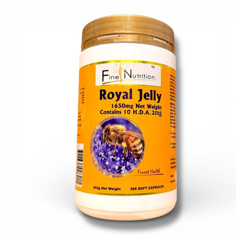 Fine Nutrition Royal Jelly 1650mg 10-HDA 2mg 365 Soft Capsules