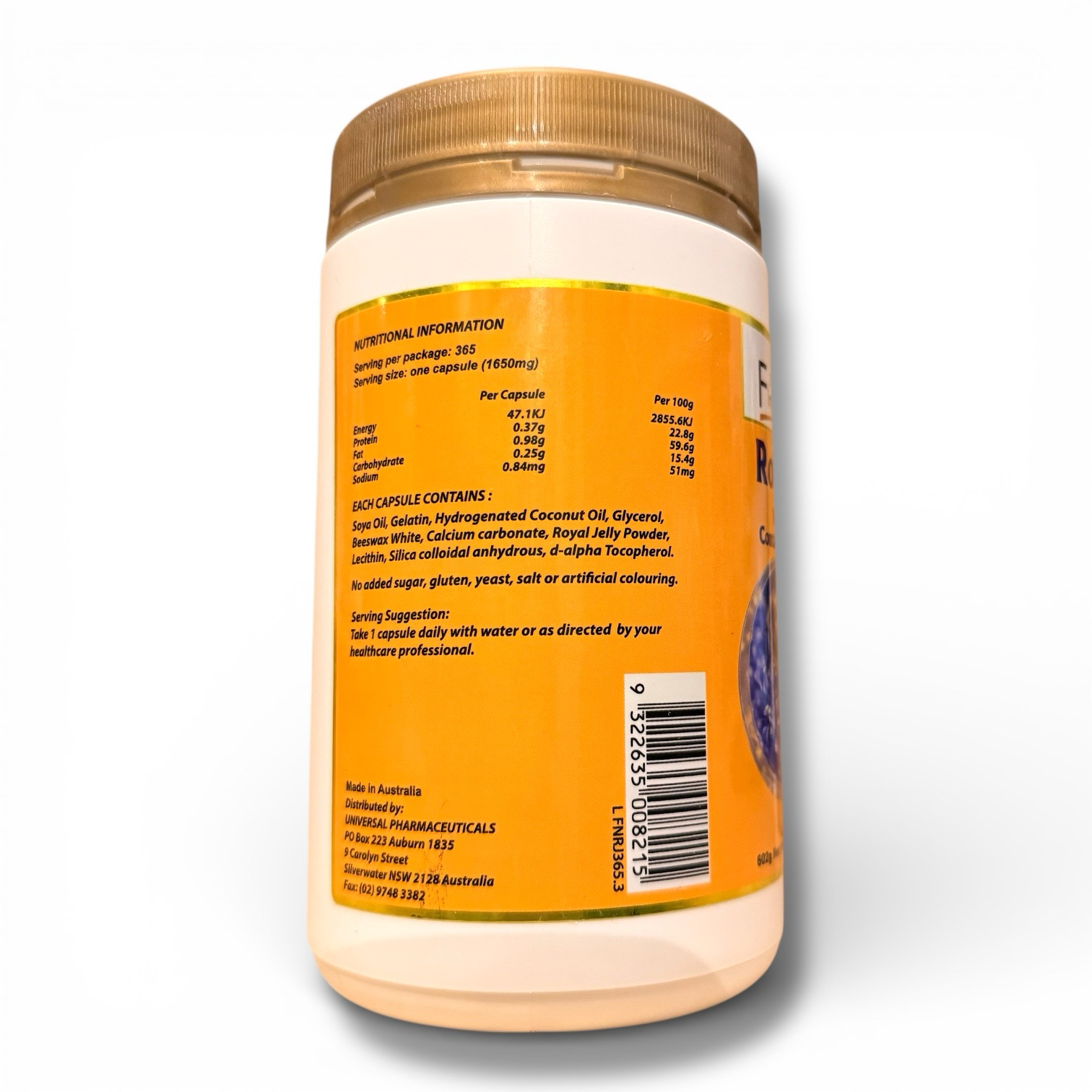 Fine Nutrition Royal Jelly 1650mg 10-HDA 2mg 365 Soft Capsules