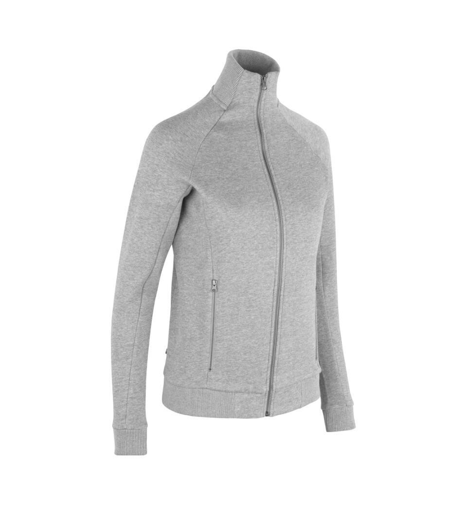 ID0629 Damen Sweat Weste mit Zipp, Farbe: grau meliert