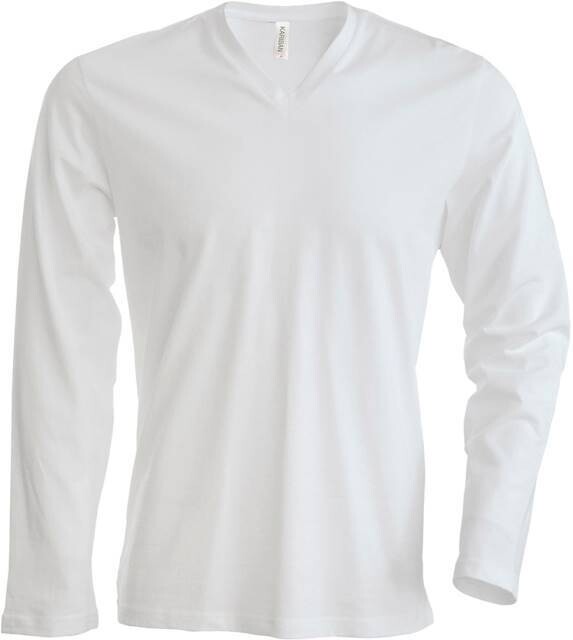 K358  Langarm Herren V-TShirt, Farbe: weiß