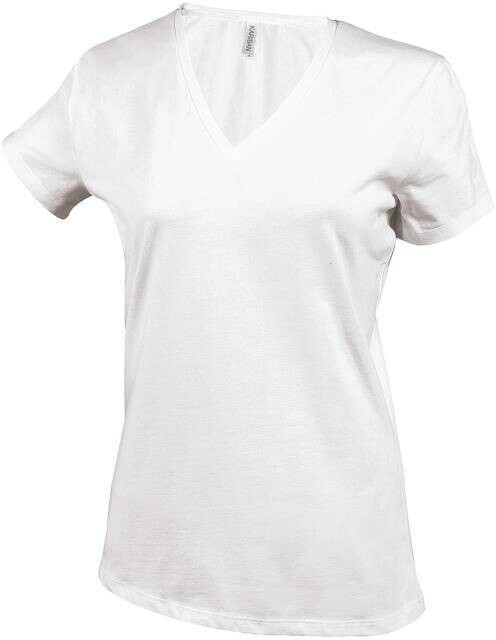 K381  Damen  V-TShirt, Farbe: weiß