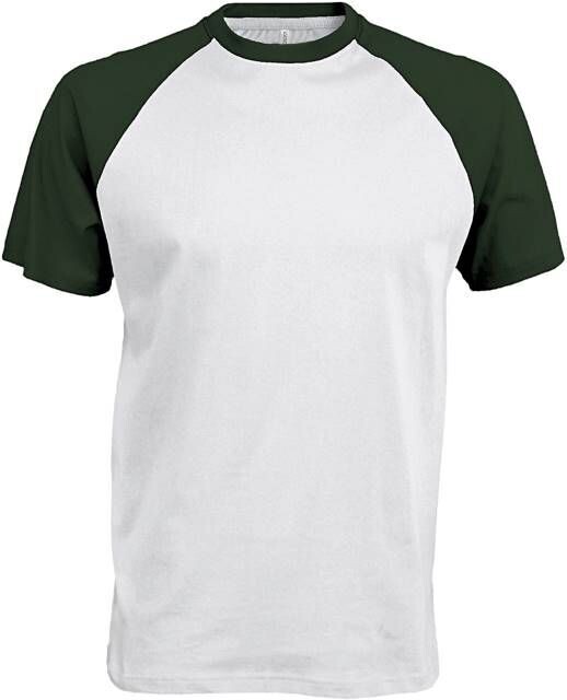 K330 Baseball T-Shirt, Farbe: weiss/forest grün