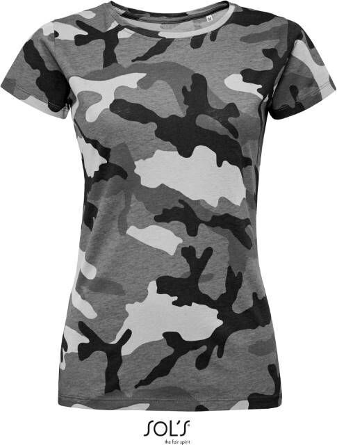 SOL251187 - Damen Camouflage T-Shirt, Farbe: grey/camo