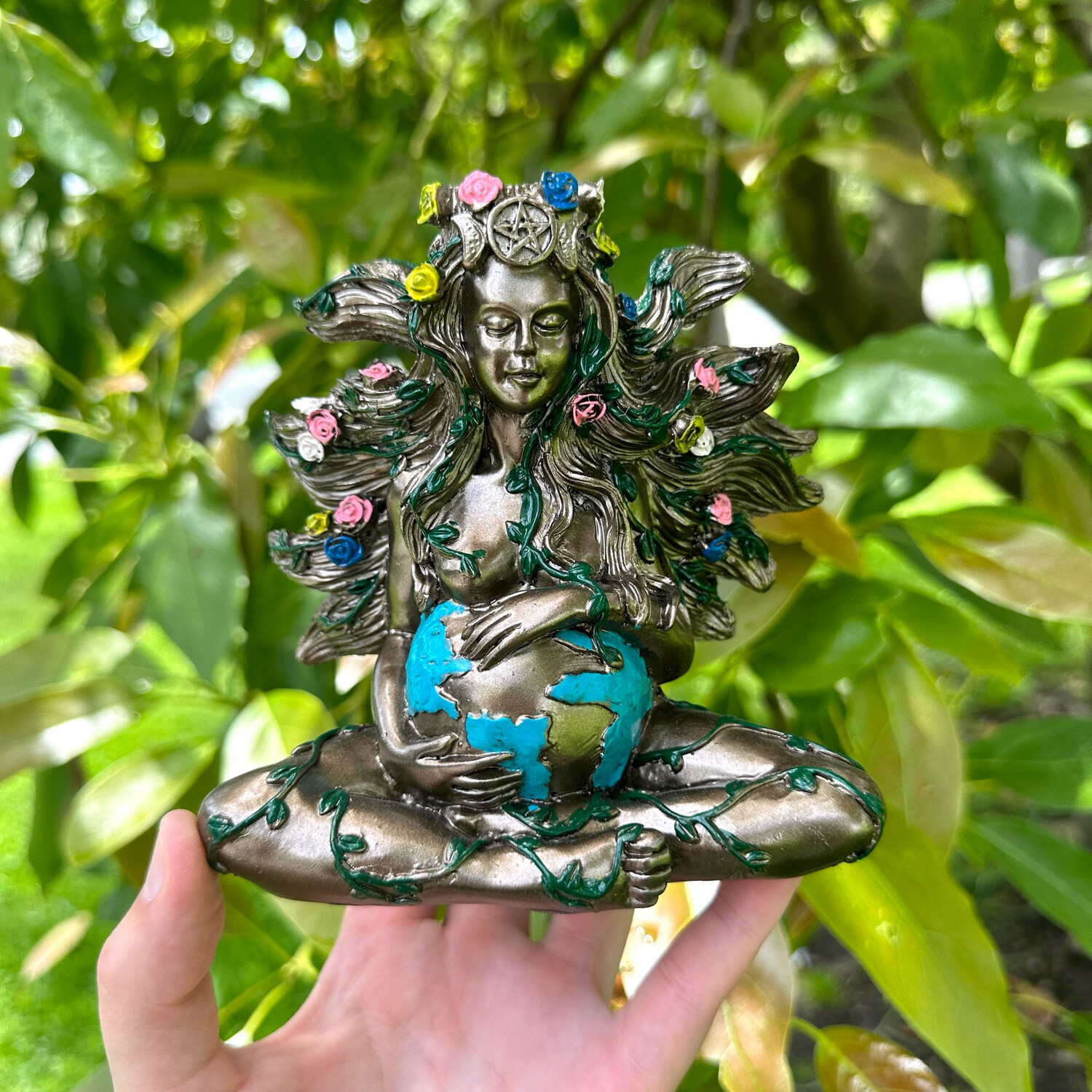Bronze Mother Earth Sphere Stand
