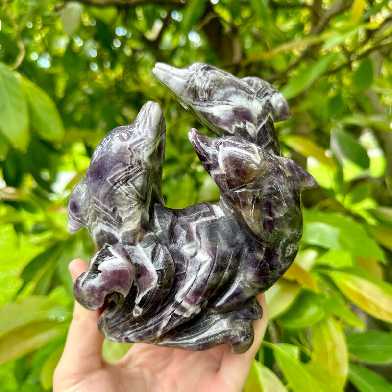 Chevron Amethyst Dolphin Trio