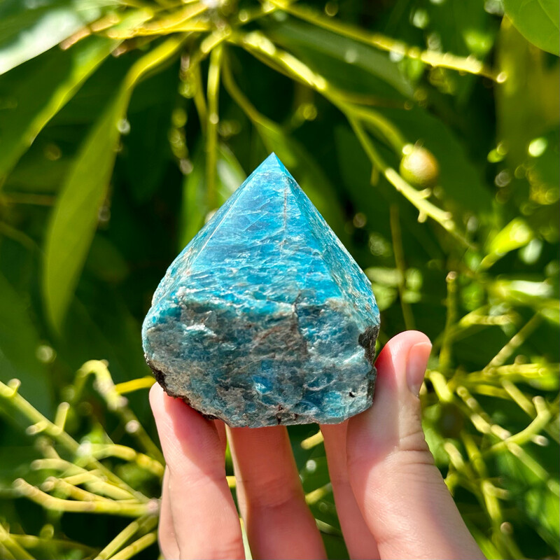 Blue Apatite Half Polished Point