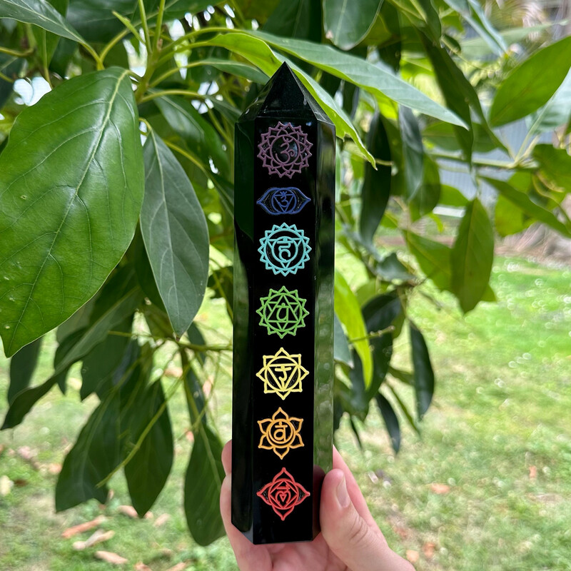 Black Obsidian Chakra Tower