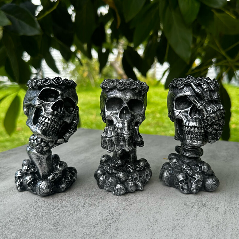 “Hear No Evil See No Evil Speak No Evil” Skull Sphere Stands