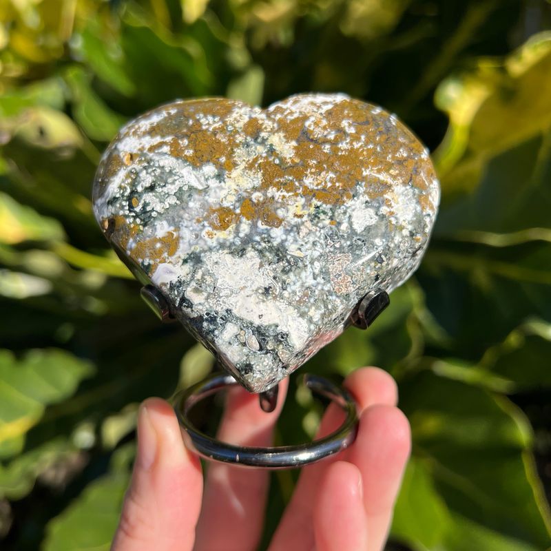 Ocean Jasper Heart On Stand