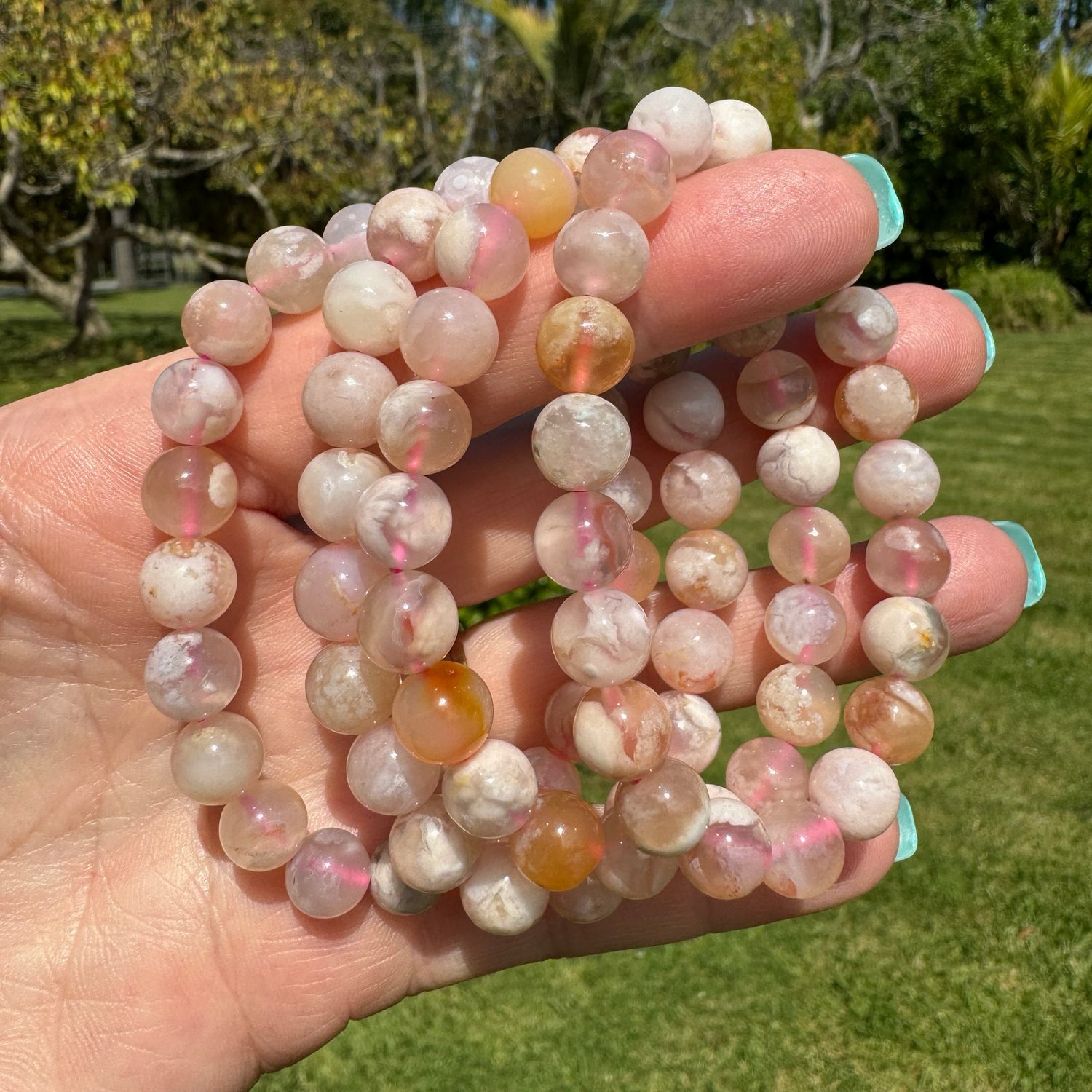 Flower Agate Bracelet 9mm