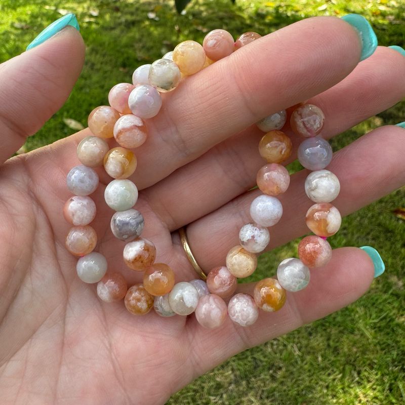 Flower Agate Bracelet 8mm