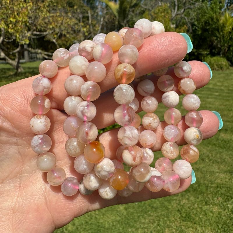 Flower Agate Bracelet 9mm