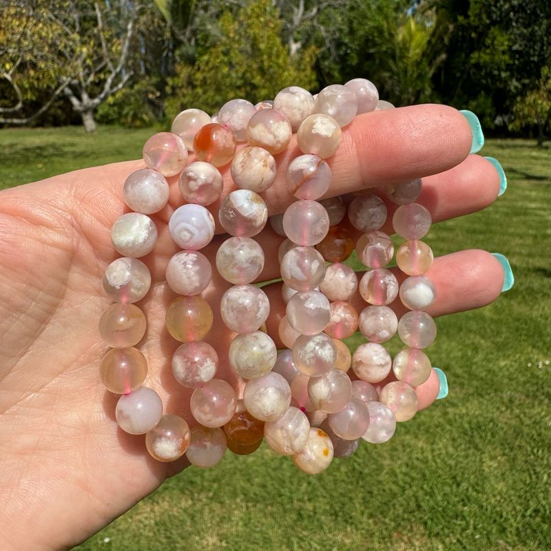 Flower Agate Bracelet 10mm