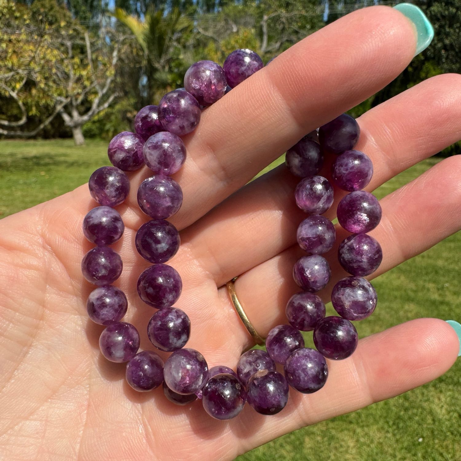 Gem Lepidolite/Mica Bracelet 9mm
