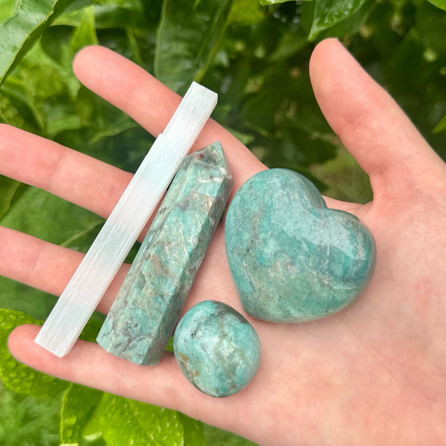 Amazonite With Smoky Quartz And Selenite Pack