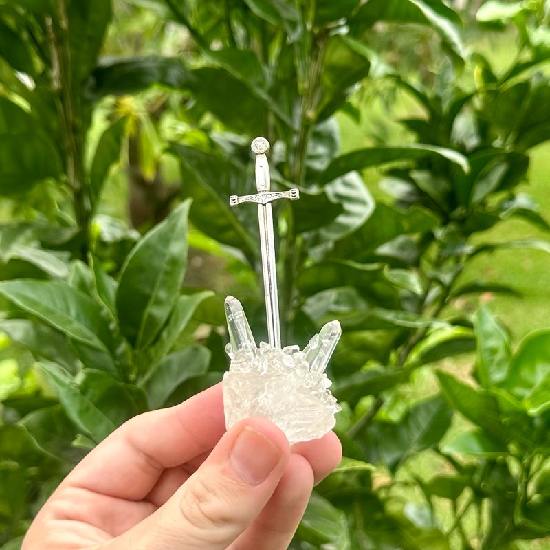 Sword In Clear Quartz Cluster