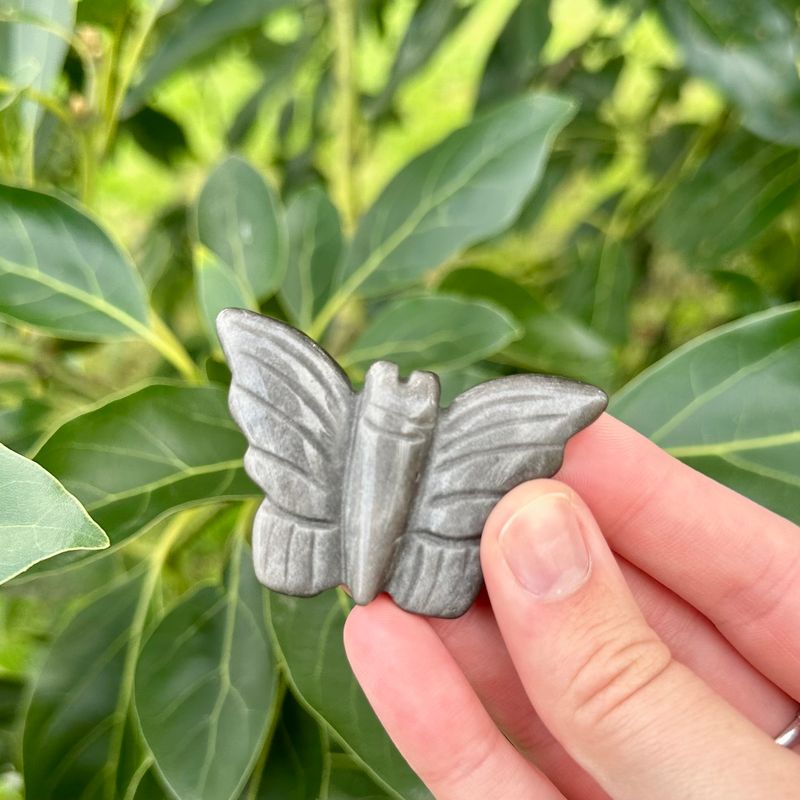 Silver Sheen Obsidian Butterfly