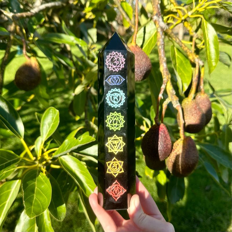 Black Obsidian Chakra Tower