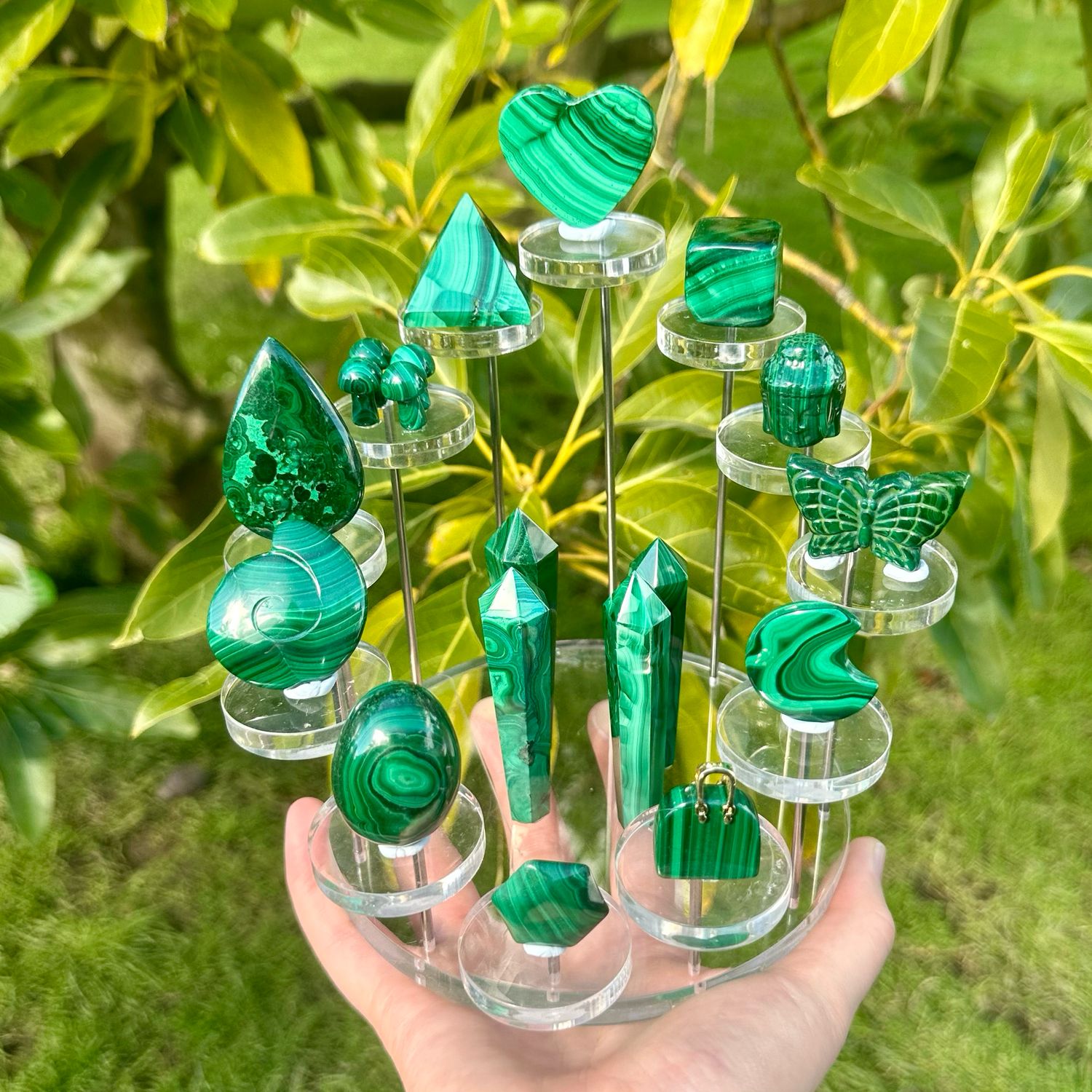 Malachite Set With Display Stand