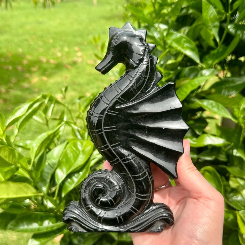 Black Obsidian Seahorse
