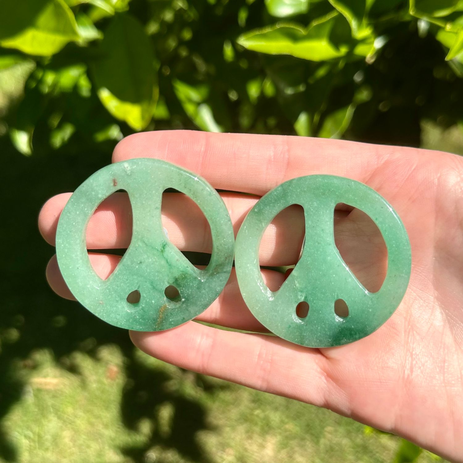 Green Aventurine Peace Sign