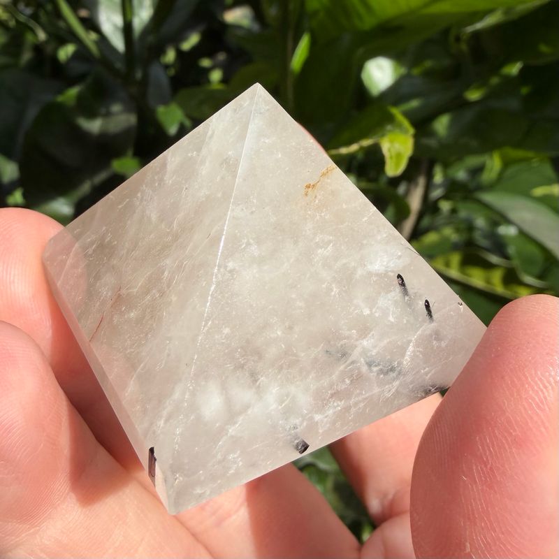 Black Tourmaline In Quartz Pyramid