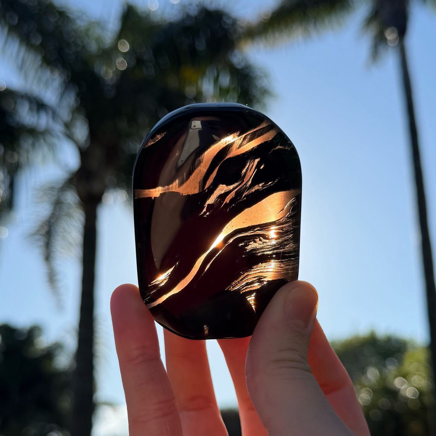 Ice Obsidian Palm Stone