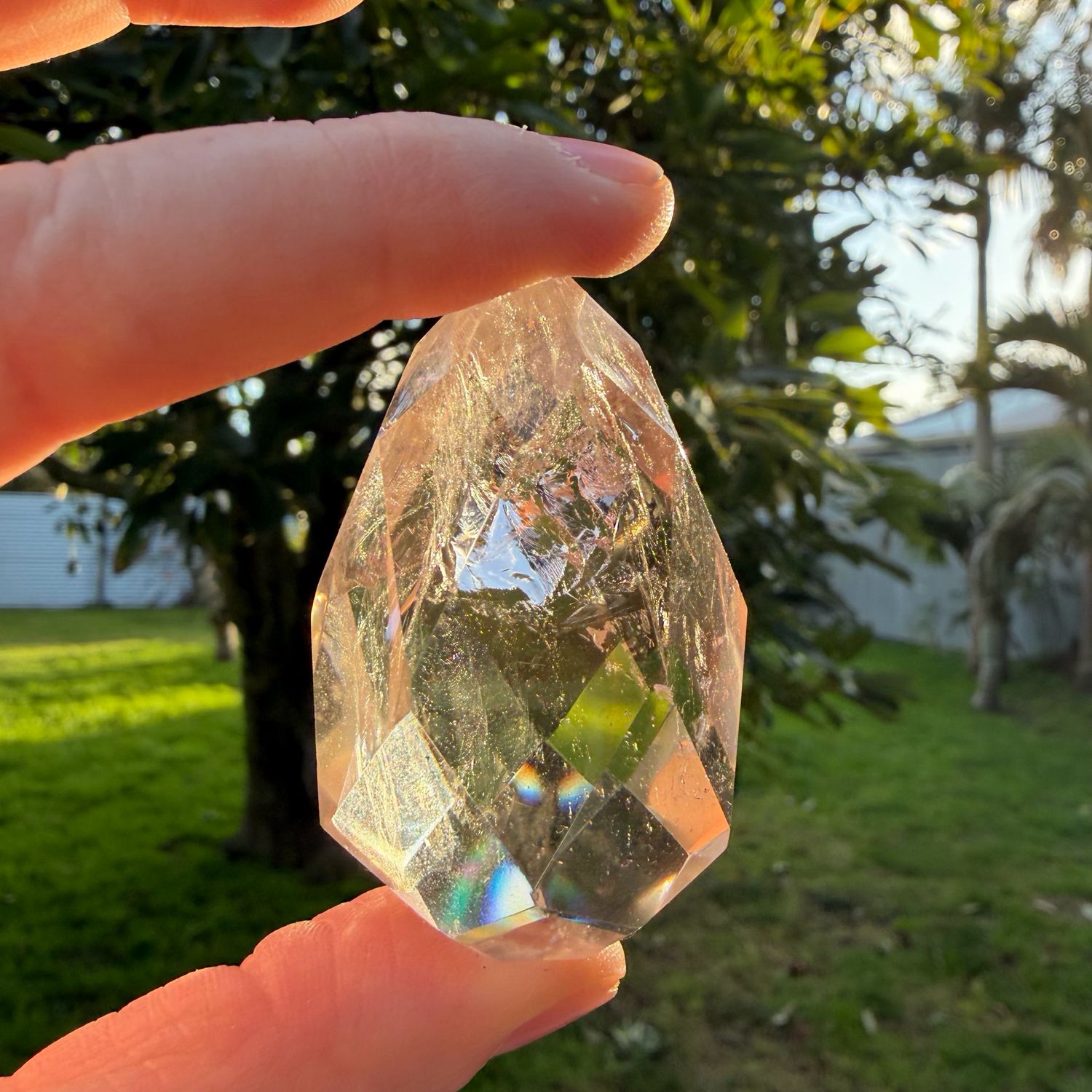 Clear Quartz Faceted Egg