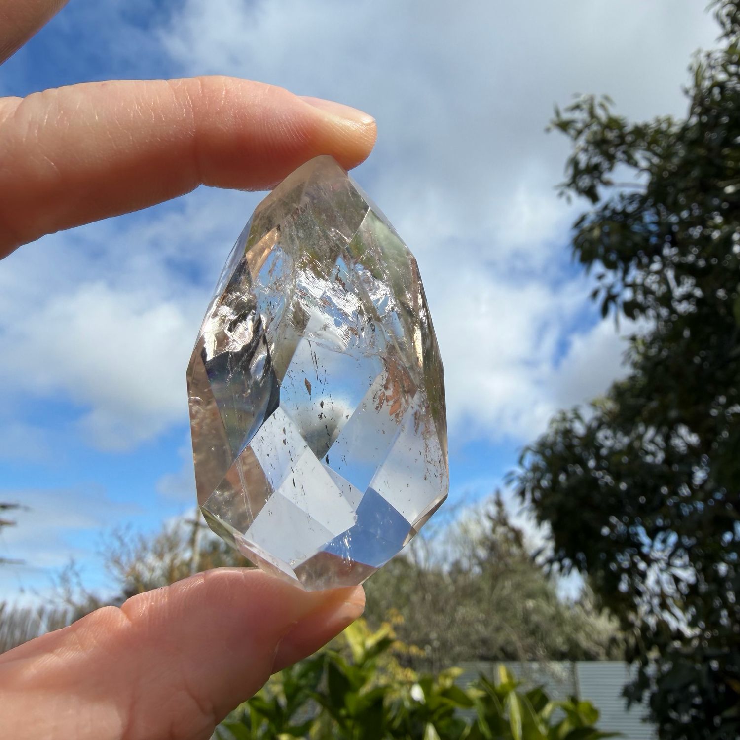 Clear Quartz Faceted Egg