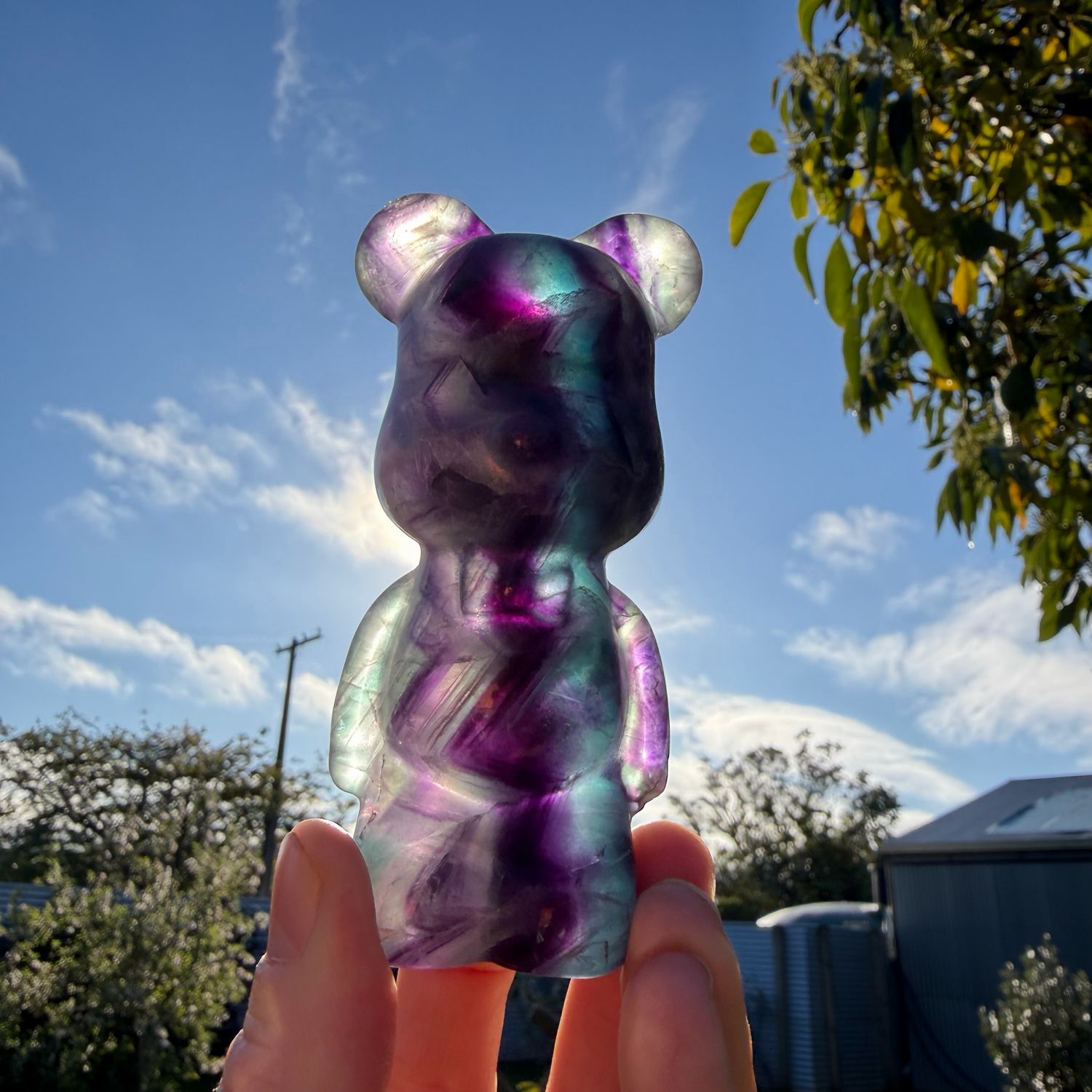 Rainbow Fluorite Bear Brick