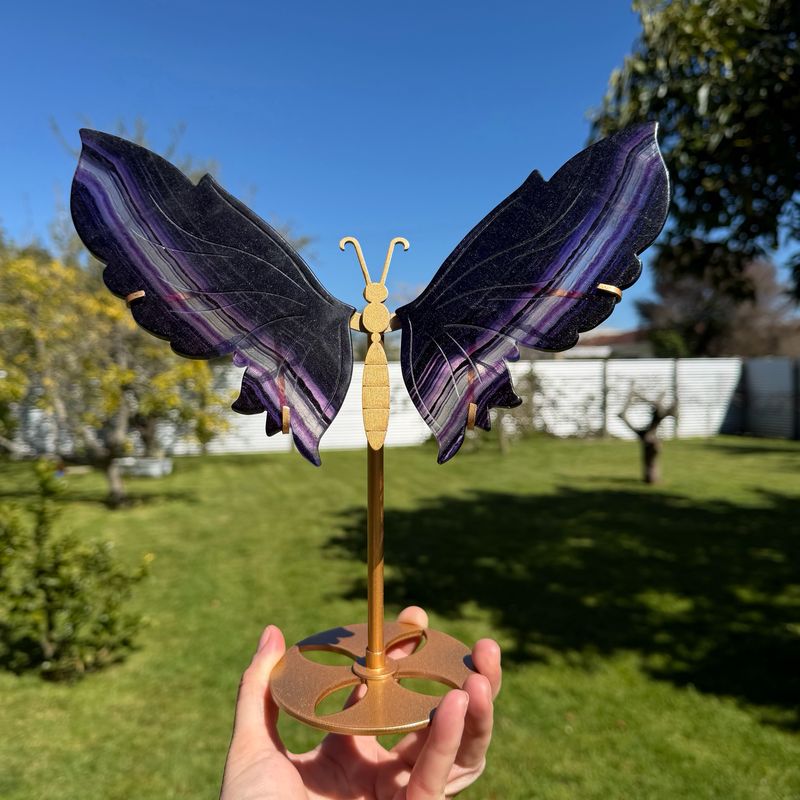 Large Purple Fluorite Butterfly on Stand