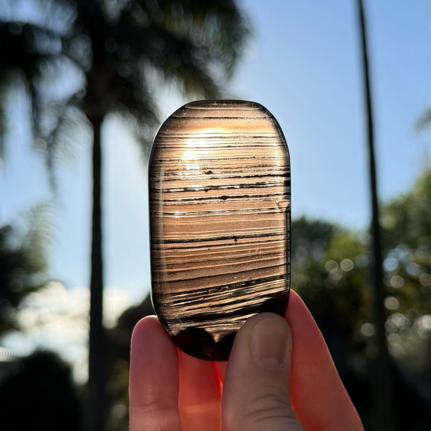 Ice Obsidian Palm Stone