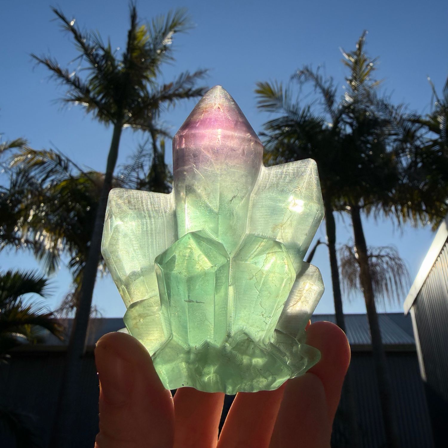Green Fluorite Cluster Carving