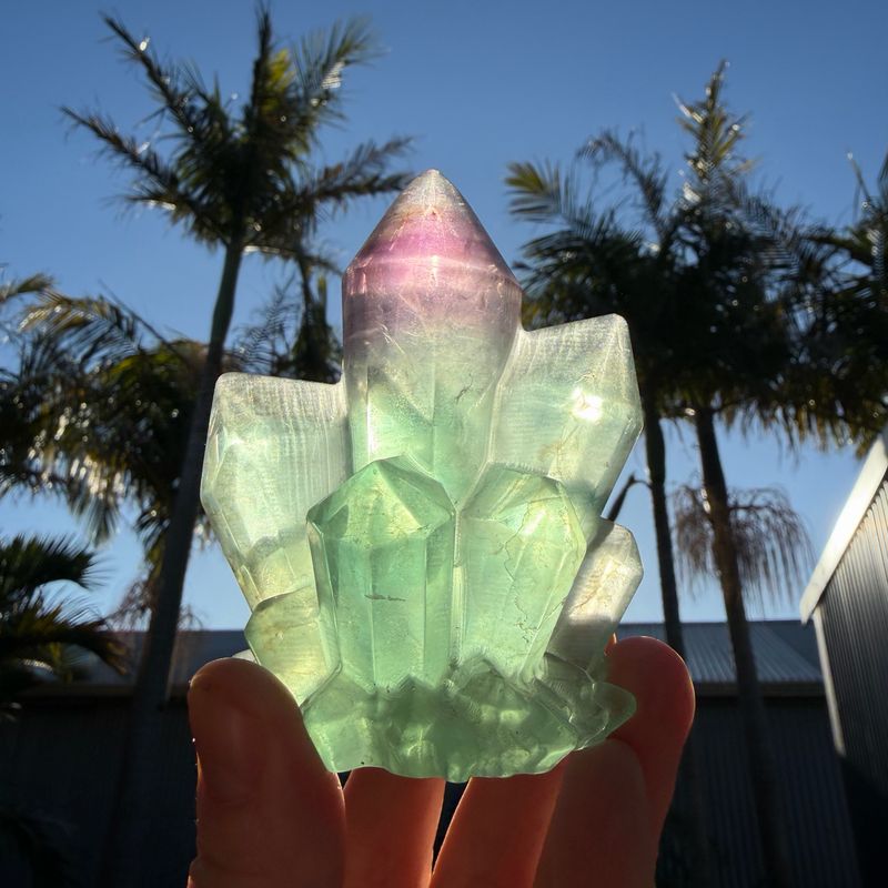 Green Fluorite Cluster Carving