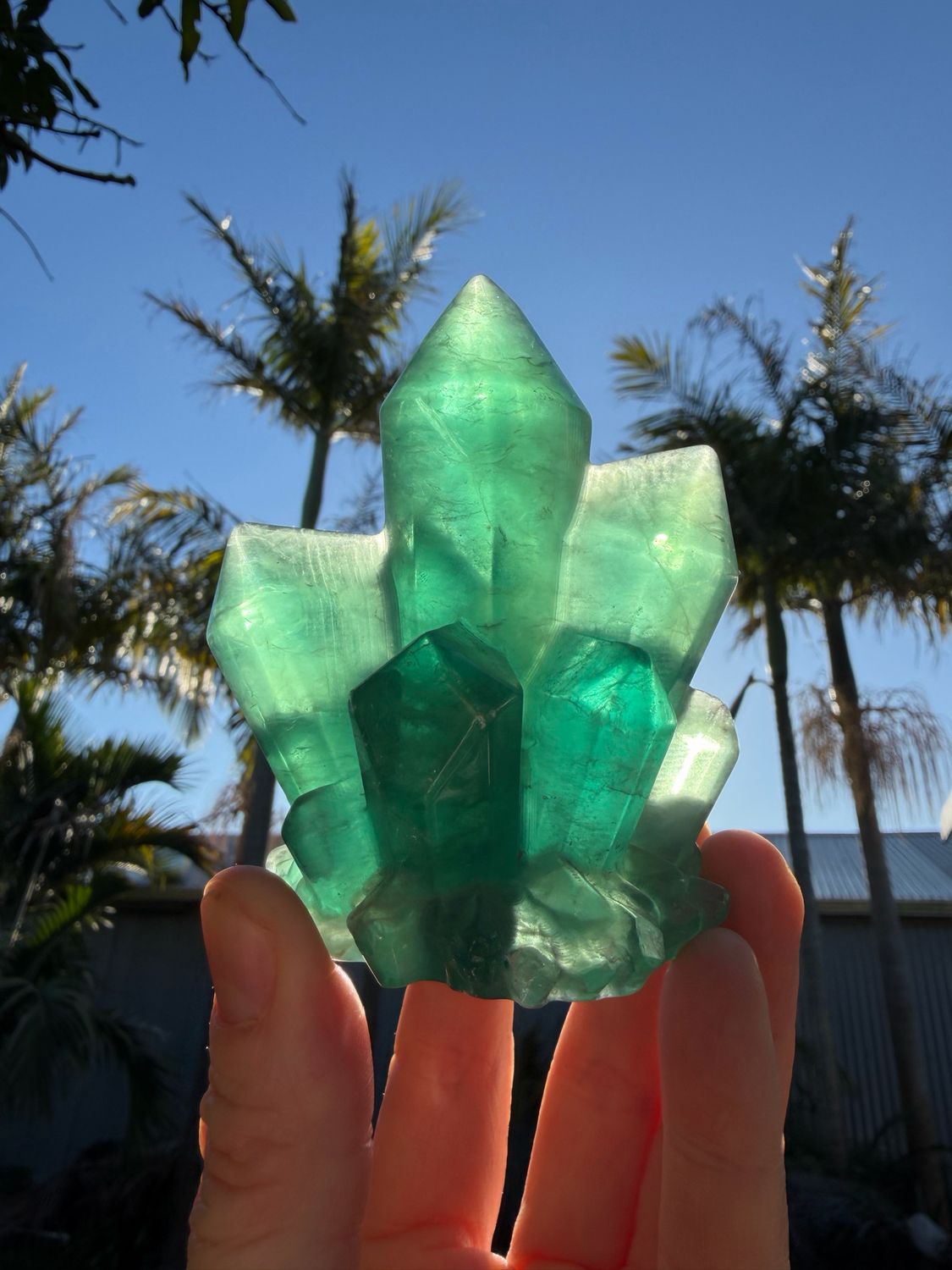 Green Fluorite Cluster Carving