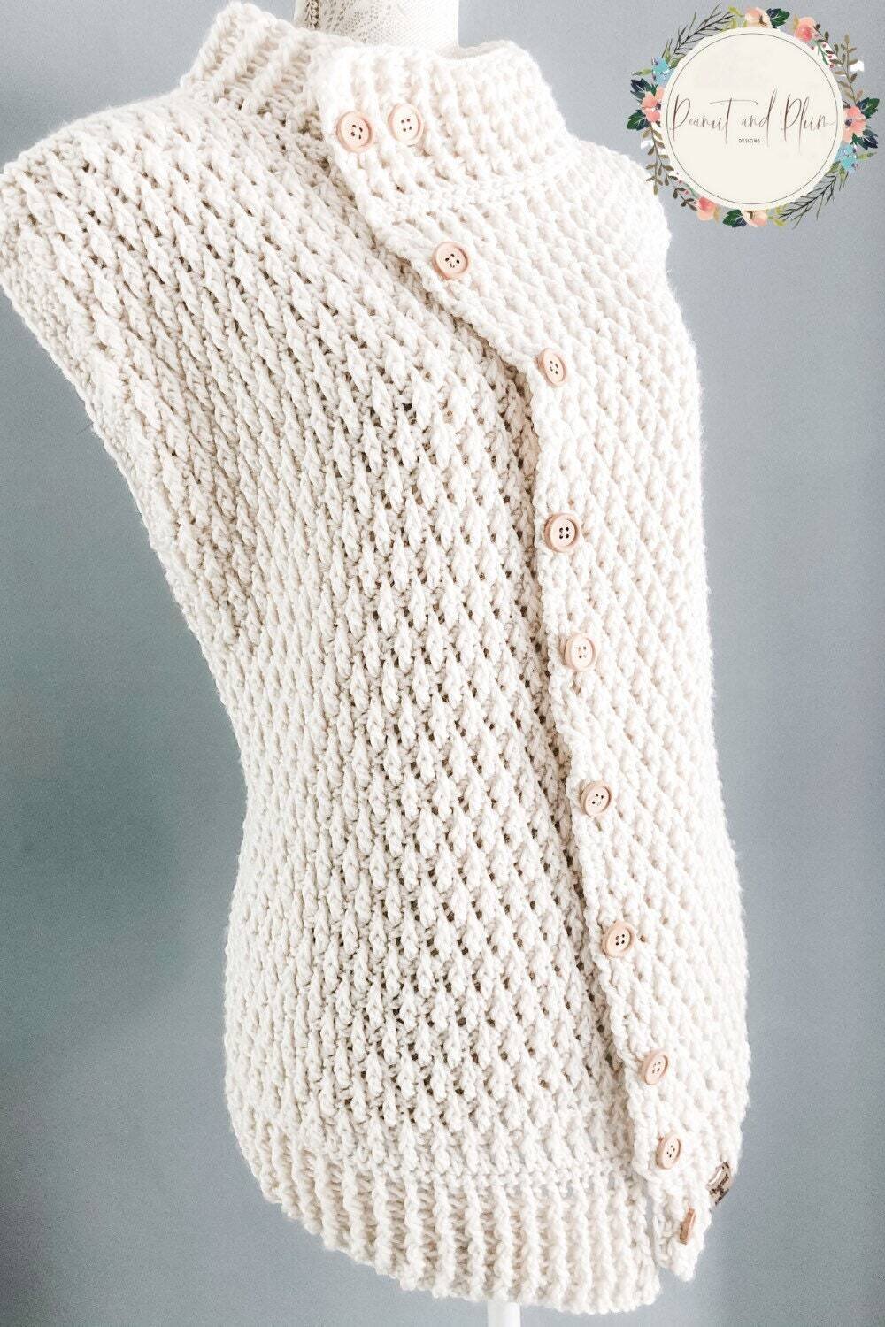 Crochet pattern, crochet gilet, crochet sweater