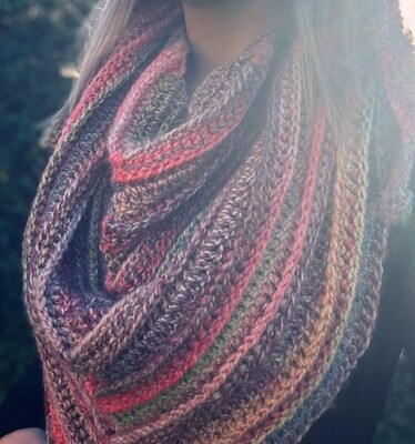 Rustic ridges triangle crochet scarf