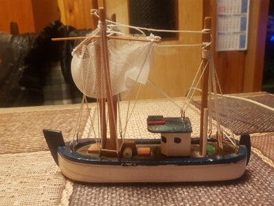 Ahelos Boat, Fishing, Wooden, 12x15 cm.