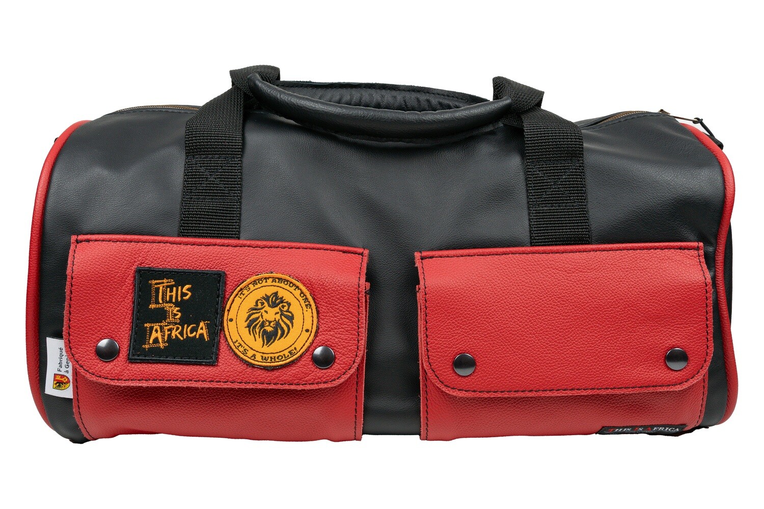 Duffel Bag Black / Red Pocket Double Patches