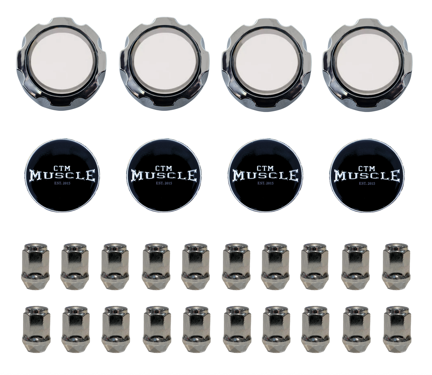 CLASSIC MAG WHEEL ACCESSORY RESTO KIT (PUSH IN FLUTED CAP SMALL - TAPER NUT)
