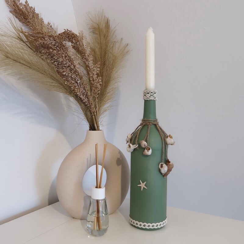 Decoratiefles Groen Schelp
