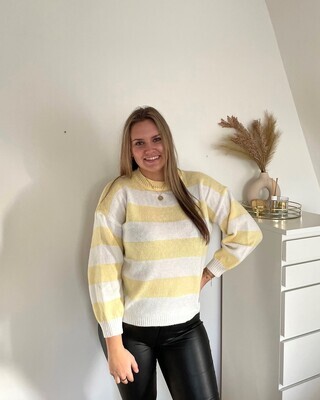 Trui Streep Licht Geel/Wit (One-Size)