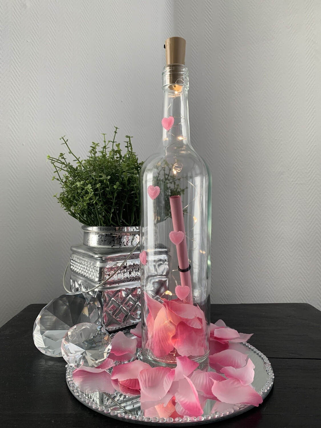 Flessenpost Valentijn Roze