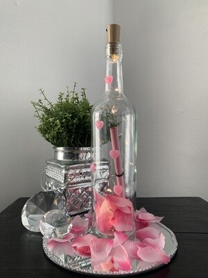 Flessenpost Valentijn Roze