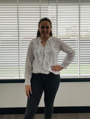 Broderie Blouse Ruffle Wit