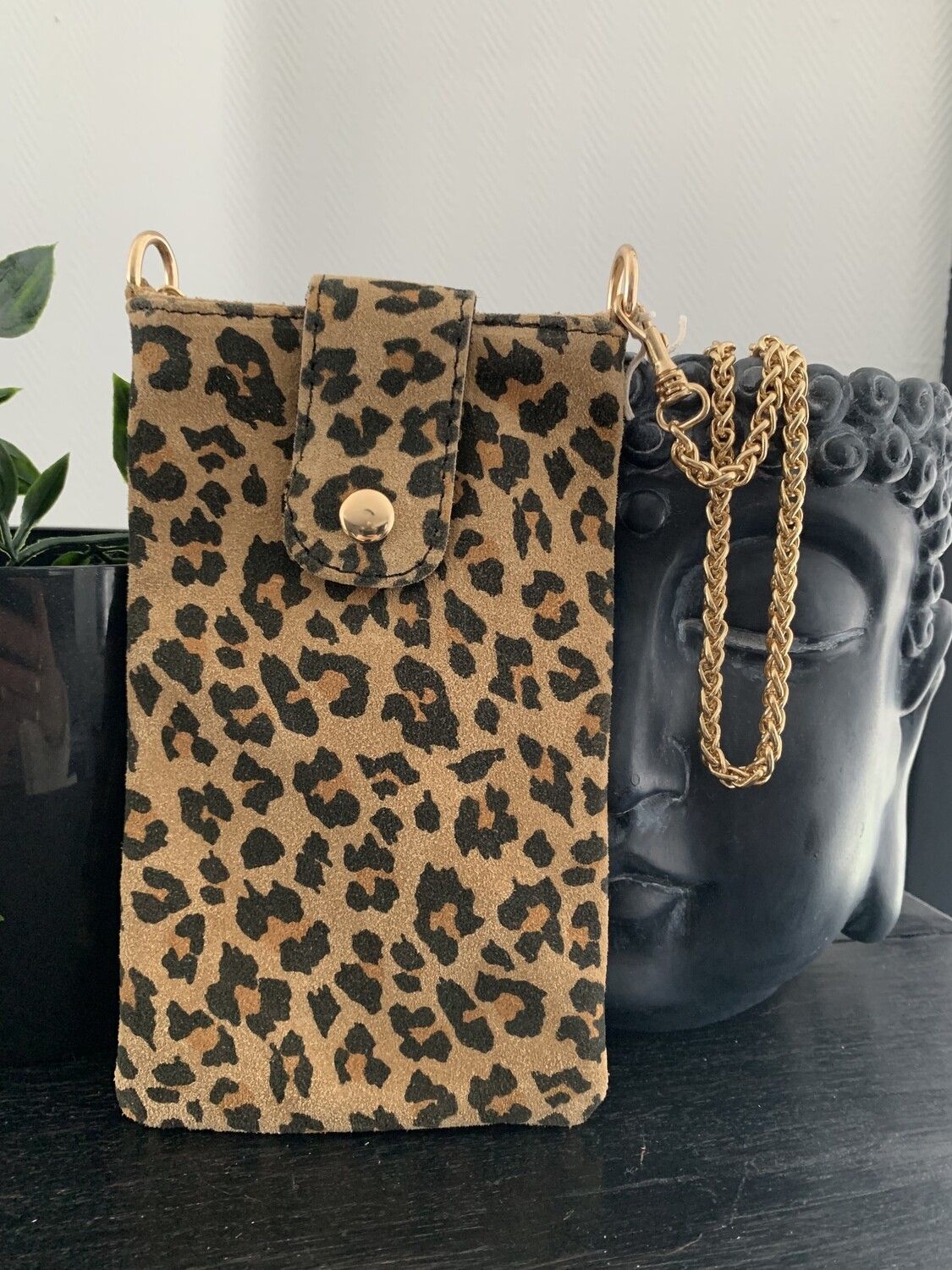 Nubuck telefoontasje- Panter