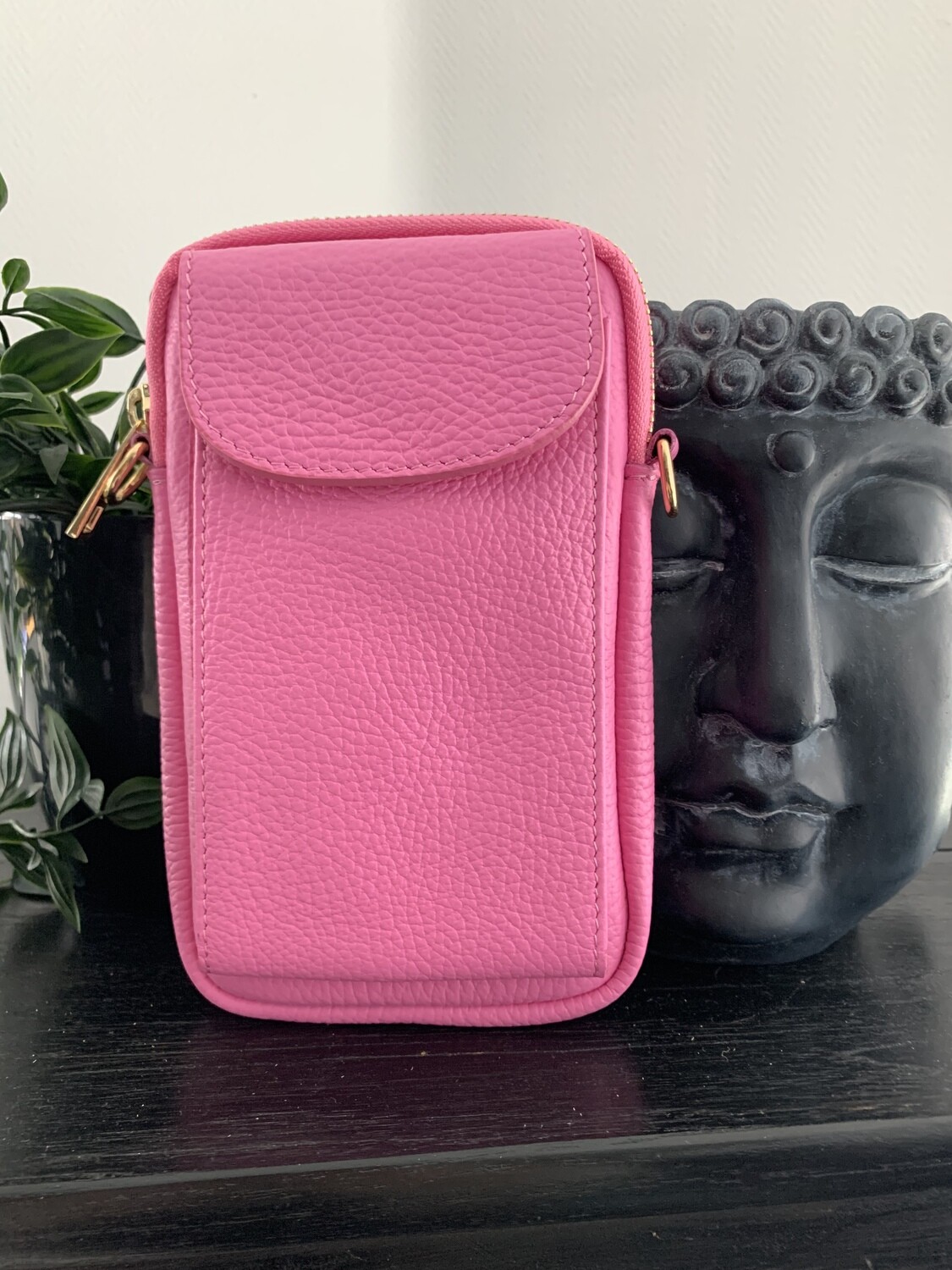 Lederen schoudertas Roze