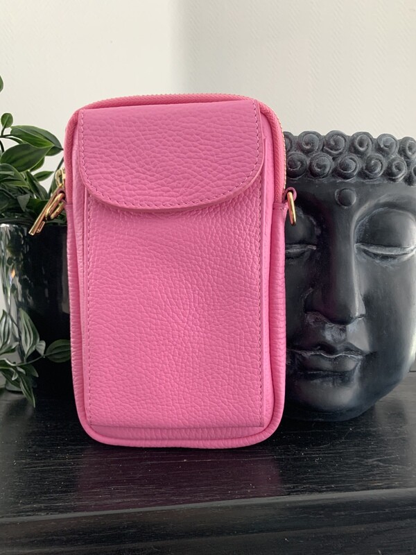 Lederen schoudertas Roze