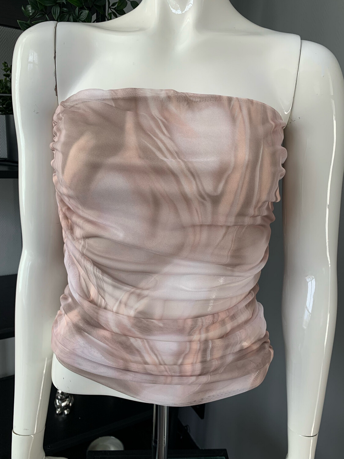 Top Strapless Mesh Tie Dye
