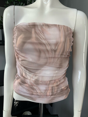 Top Strapless Mesh Tie Dye
